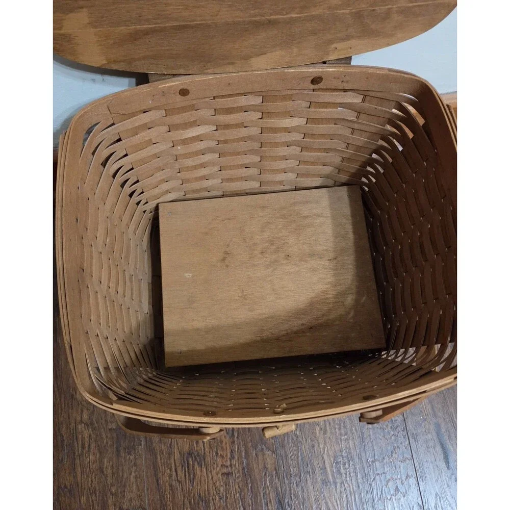 Vintage Longaberger Large Picnic Basket With Lid & Riser 1989 USA